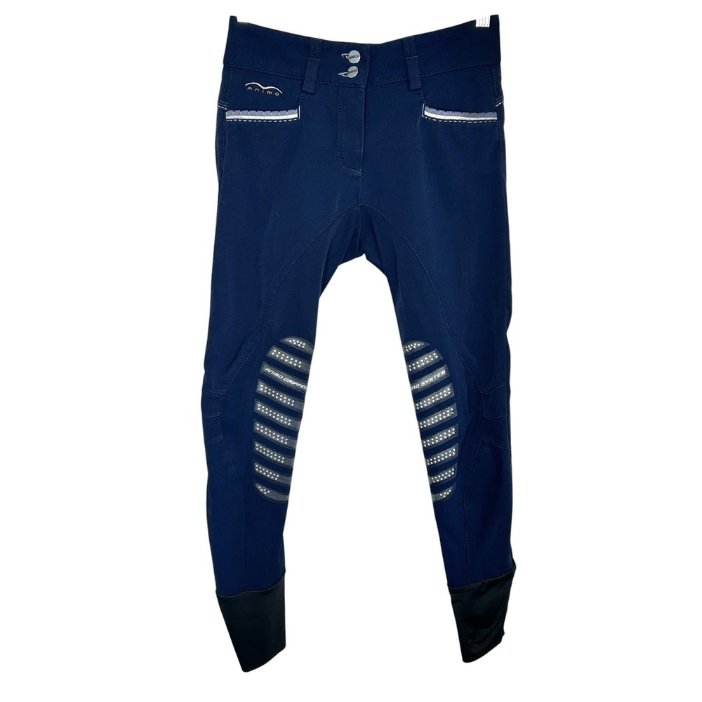 Animo Equestrian Knee Grip Riding Breeches Pants IT 40 27" Waist Stretch Italy
